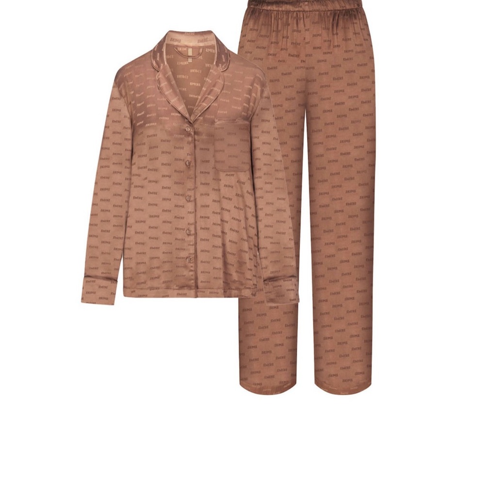 SKIMS Jacquard Long Sleeve Pajamas, Women’s Size Medium, Jasper. Like new!